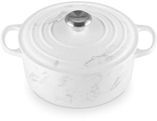 Le Creuset Signature Gusseisenbräter mit Deckel, Ø 24 cm, rund, geeignet für alle Herdarten und Induktion, Volumen: 4,2 l, 4.3 kg, Marble, 21177248691430