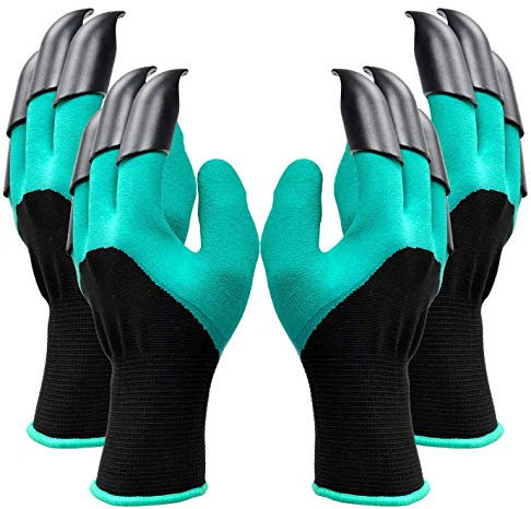 Oranlife 2 Paar Garden Handschuhe mit Krallen-8 Klauen-Wasserdichte Gartenhandschuhe zum Graben und Pflanzen-Beste Gartengeschenke für Damen und Herren (Grün)