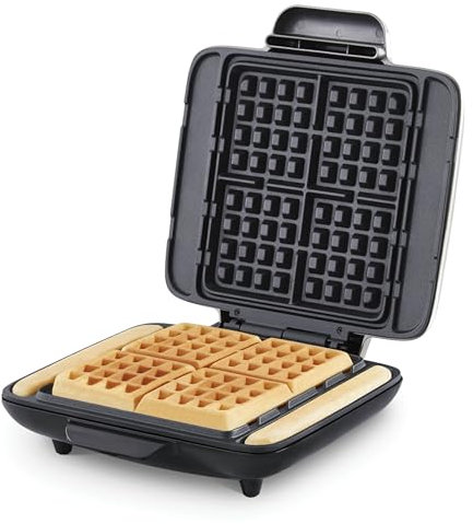 Dash DNMWM455SL - Máquina para hacer waffles, hash Browns, o cualquier desayuno, almuerzo y aperitivos con fácil limpieza, antiadherente + lados libres de desorden, plata
