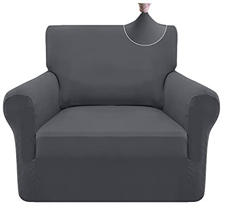 Granbest Stretch Couchbezug Superweiche Mikrofaser Sesselbezug Sofa überzug Elasthan Sofabezug Möbelschutz mit Anti-Rutsch-Schaum (1 Sitzer, Grau)