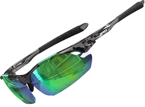 ATTCL Gafas de sol polarizadas deportivas mejoradas para hombres, mujeres, ciclismo, conducción, pesca, protección UV400 CAT 3 CE 7027-C4 Clear+Green