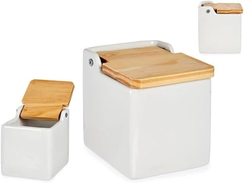 Salero blanco cuadrado con tapa, 10,5 x 10,5 x 10,5 cm.aprox. -1 unidad