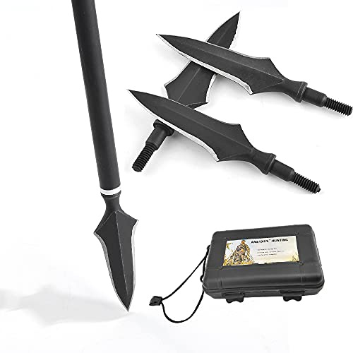 ZSHJGJR 6/12pcs Tiro con Arco Puntas de Flecha Caza de 200 Grano Flechas Broadheads Metal Flechas Cabezas para Arcos Tradicionales, Arcos recurvos y Arcos compuestos, con Caja (6pcs Arrowheads+Box)
