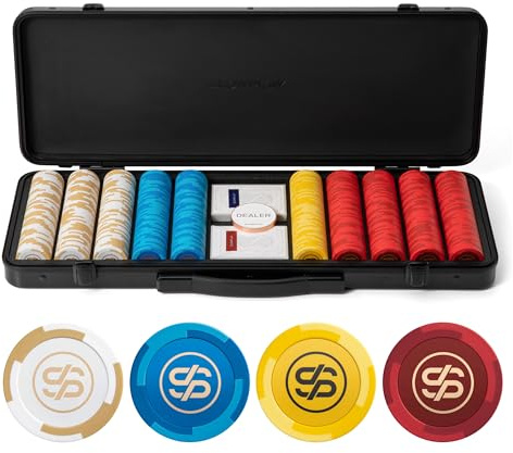 SLOWPLAY Set Poker Argile Godel, jetons 14 g/40 mm, Texas Hold’em