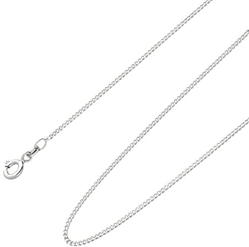 Ardeo Aurum Unisex Damen Herren Kette aus 375 Gold Weißgold Panzerkette Halskette 1,4 mm Breite und 45 cm Länge mit Federringverschluss