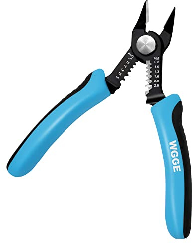 WGGE Wire Cutters Precision Flush Pliers with Supplementary Stripping, Cutting Pliers, Handy and Slim Diagonal Cutters, Ultra Sharp Wire Cutter, 10-20AWG wire stripper (6 inch)