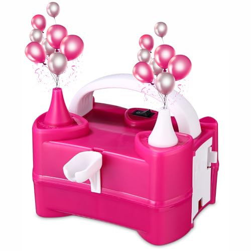 TIDEVAN 400W Pompe à Ballons électrique,Portable Double buse Gonfleur,Pompe à Air électrique Ballon Gonfleur Ballon Electrique Légère et Portable pour Les Ballons de Mariage la Décoration Festive