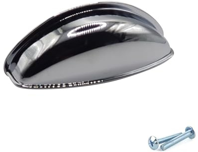 M4TEC Bedroom Furniture Cup Kitchen Cabinet Door Handles for Cupboard Door Handles, and Drawers, Kitchen Furniture Polished Chrome Pull Handles. VG3 Series: 64 mm