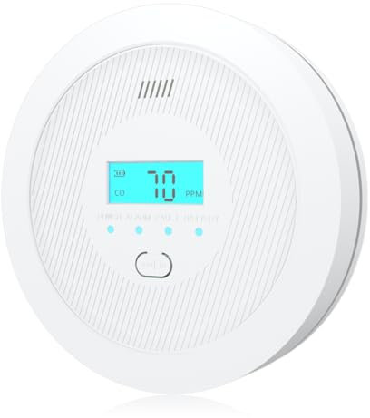 Kohlenmonoxid-Melder-Alarm, 10 Jahre Sensorlebensdauer, CO-Melder-Monitor mit Testtaste, CO-Alarm mit austauschbarer Batterie für Zuhause, Wohnmobil, Auto, Camper, CO-Monitor mit LCD-Display