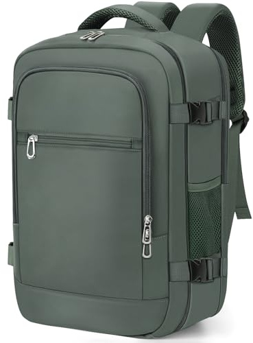 BAHIWOM Handgepäck Rucksack 40x20x25 für Ryanair, 20L Reiserucksack mit 14 Zoll Laptopfach, Trolley Sleeve, Unter Sitz Flugzeug Kabinentasche für Geschäftsreisen, City-Commute, Grün