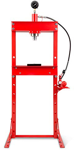 EBERTH Hydraulikpresse Werkstattpresse 20T Presse hydraulisch mit Manometer, 8-fach verstellbar, Arbeitshöhe 1035 mm, Arbeitsbreite 520 mm, Gesamthöhe 1670 mm, 2 Auflagebacken, Hydraulikzylinder