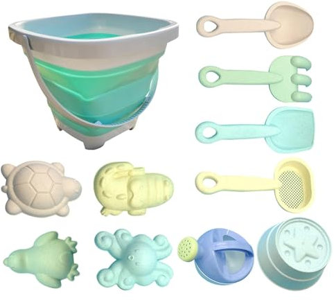 Strandspielzeug, faltbares Sandeimer-Spielzeug, 11 Stück – Sommer-Sandspielzeug, Sieb, Sandschaufeln, Wasserkocher für Kleinkinder, Überraschungs-Sommerspiel