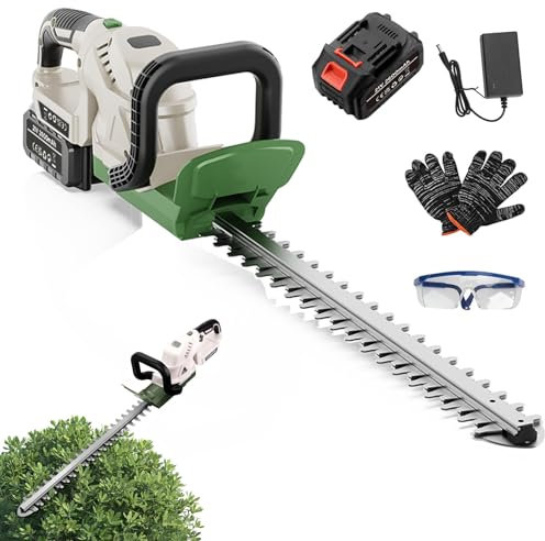 Taille-haie sans Fil TWZ, Taille-haie électrique avec Batterie Li-ION 21 V 2600 mAh, espacement des Dents de 15 mm, Longueur de Coupe de 510 mm, avec Chargeur, Heckenschere Akku