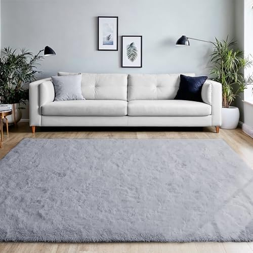 BEIMO Tappeto Salotto Pelo Alto Morbido, Tappeto Shaggy Lavabile, Antiperdite, Ingresso Interno, Tappeti Antiscivolo per Soggiorno, Grigio, 200x280cm