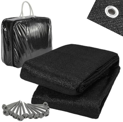 Fiqops Vorzeltteppich 300x400cm, Zeltteppich Campingteppich Outdoor mit ösen Tragetasche, 100% HDPE 13 Heringe, Atmungsaktiv rutschfest Waschbare Schimmelfrei UV-Stabilisiert, Schwarz