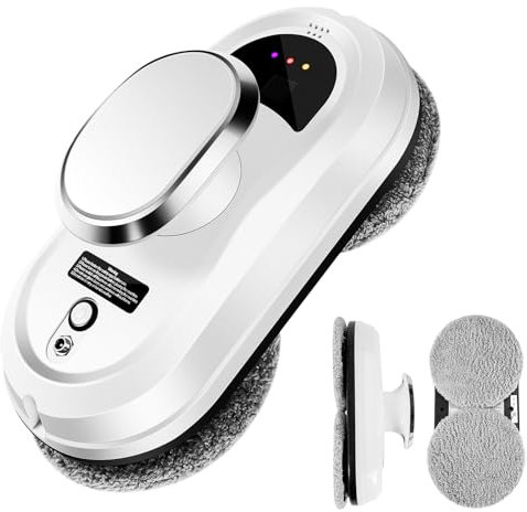 Oamger Fensterputzroboter, 5600Pa Elektrischer Fensterreiniger, Fensterroboter mit Fernbedienung und Kantenerkennungssystem, Automatischer Fensterreiniger für Innen- und Außenfenster, 10 Tücher