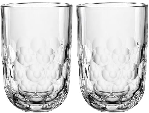 LEONARDO HOME GOCCE 055187 - Vaso para latte macchiato (2 unidades, 390 ml, apto para lavavajillas, estructura de gota, café helado, transparente), diseño transparente