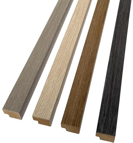 DBS Bathrooms End Cap Trim for Acoustic Slat Wall Panels, Wood Veneer MDF, Pet Polyester Backing 3D Sound Absorption (Grey Oak)