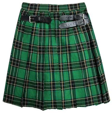 Vhersily Kilt Escocés Kilt - Disfraz escocés de tartán de tartán - Ropa tradicional - Galla Performance - Etapa para hombre - Secado rápido, fresco y transpirable - Para todas las estaciones, Verde