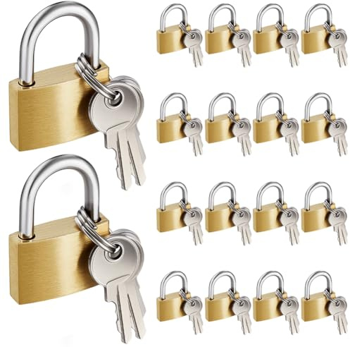 AHANDMAKER 18 Packung Gleichschließende Vorhängeschlösser Massives Messing 1.343cm Kleines Vorhängeschloss Mit (3) Schlüsseln Für Lagereinheiten Schuppen Garagentore Lagereinheiten