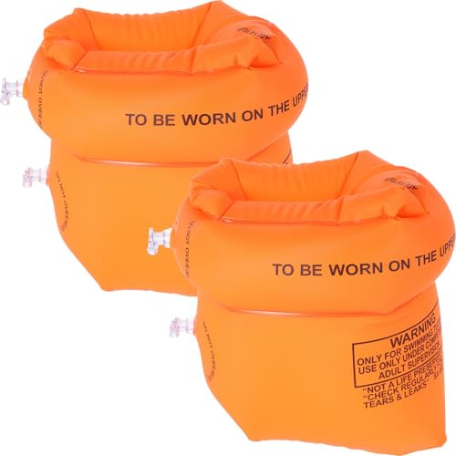 WEKAMOS Brassards de Natation Gonflables Épaissis pour Adultes, 1 Paire Orange, Manchons Flottants Résistants en PVC pour Piscine et Plage, Accessoires Piscine pour Natation et Sécurité