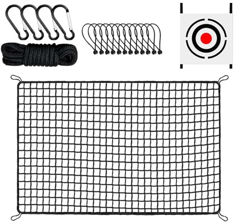 Red de golpeo de golf, simulador de práctica de swing de pelota, resistente, red de golpeo de pelota de golf con 12 cuerdas elásticas y 4 mosquetones para hombres y mujeres