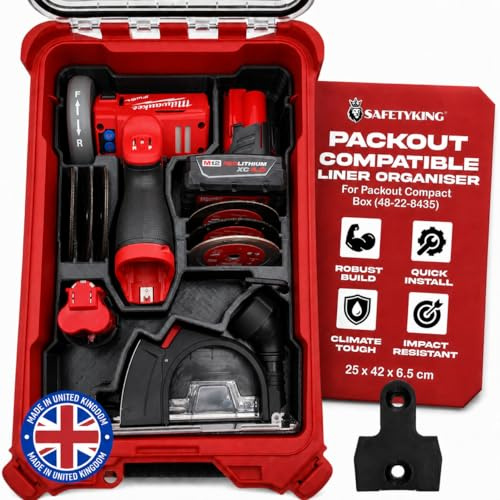 Safety King® M12 Fuel 3 Kompakt avskärarverktyg Organiserarefodral Kompatibelt med Milwaukee Packout Kompakt Låda (48-22-8435) Precision Styvt Insats för Organiserare (Endast Insats, Verktyg & Låda
