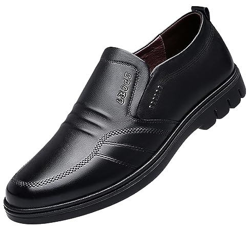 Generisch Zapatos de cuero para hombre, estilo casual de moda, nuevos slip-on con fondo plano suela suave, cómodo slip-on, talla grande