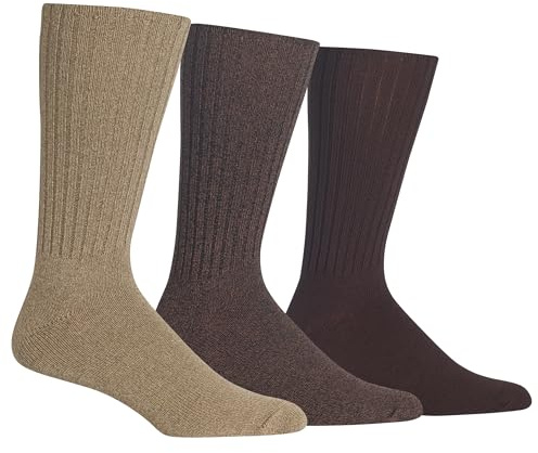Chaps mens Assorted Rib Crew (3 Pack) Dress Sock, Khaki, 6 12 US