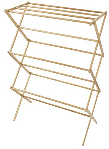 Bamboo Clothes Drying Rack - Collapsible and Compact for Indoor/Outdoor Use - Portable Wooden Rack for Hanging and Air-Drying Laundry by Lavish Home