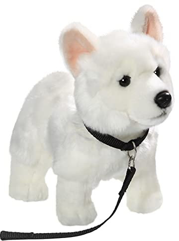 Carl Dick Weißer Schäferhund mit Leine stehend, Hund, Plüschtier, Kuscheltier ca. 26cm lang, ca. 22cm hoch 3485