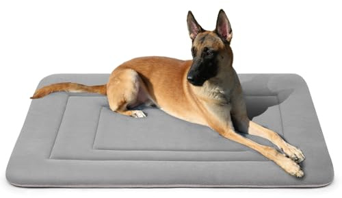 JoicyCo Dog Bed Soft Dog Crate Bed Pad Mat, 42 in Non Slip Bottom Washable Beds for Large Dogs, Pet Bed Mattress Kennel Pad, Clay Gray