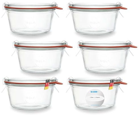 flaschenbauer.de – Lot de 6 bocaux en verre en forme de goutte – 290 ml – Idéal pour conserves et provisions