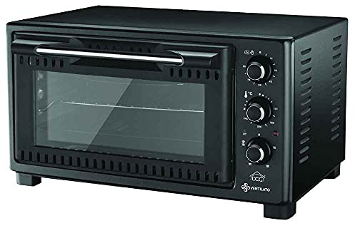 Forno Fornetto Multifunzione Elettrico Ventilato 45 Litri Potenza 1450W Interno Smaltato Luce Doppio Vetro Selezione Cottura Ventilato Statico Temperatura fino 230° Timer 90 min e Accessori