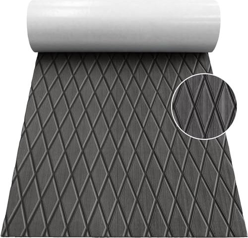 Hzkaicun Eva Schaum Bootsteppich Selbstklebend Yacht Boden rutschfest Matte Boot Deck rutschfest Teppich für Motorboot RV Yacht Kajak Schwimmbad Teakholz 190x70cm (Dunkelgrau+Schwarz)