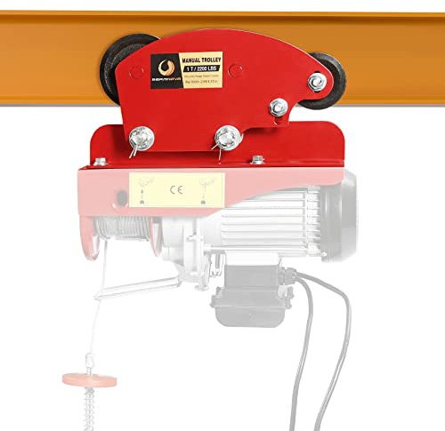 BEAMNOVA Carro manual para I-Beam 1 Ton Push Geared Overhead para PA600 PA700 PA800 PA900 PA1000 Polipasto eléctrico con 6 ruedas resistentes, brida ancha, capacidad de carga de 2200 libras