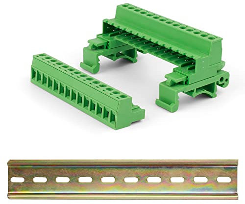 GEBAUM Reihenklemmen Hutschiene Set, 14 Polige PCB Schraubklemmen, 2,5mm Drahtdurchmesser, mit Hutschiene, für Elektrische Verbindung, Schaltungsumwandlung