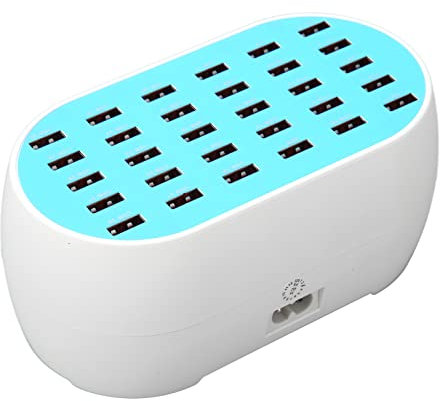 Cargador USB de 160 W, Estación de Carga USB Portátil de 30 Puertos con Tecnología de Detección Automática de Carga Rápida, para Múltiples Dispositivos, Teléfono Inteligente,