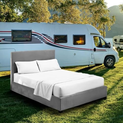 Yarns of Cotton Wohnmobil-Etagen-Bettlaken-Set – 38 x 75 cm Wohnwagen-Größe weiß – Kinderbett RV Etagenbett & LKW-Schlafer – 4-teiliges Bettlaken-Set perfekt für Wohnmobil, LKW-Schlafer und