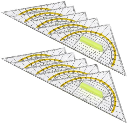 JRYXDS 10 Stück Geodreieck Aus Kunststoff Mit Griff Multifunktion Transparent Geometrie-Dreieck Für Schule Und Büro 16 cm