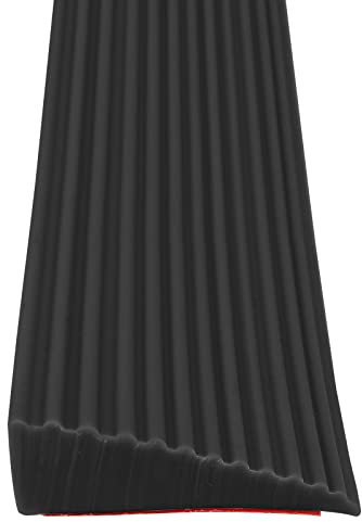 Türschwellenrampe 100x5.5x1.6 cm, Überstreifen für Türschwellen, rutschfeste Oberfläche Silikon-Bodenübergangsstreifen, Türöffnung für Fahrrad, Rollstuhl, Reinigung, Roboter, Garage (Schwarz)