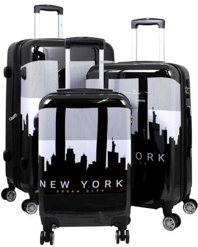 Trendyshop365 Koffer-Set 3-teilig Trolley Hartschale - Manhattan