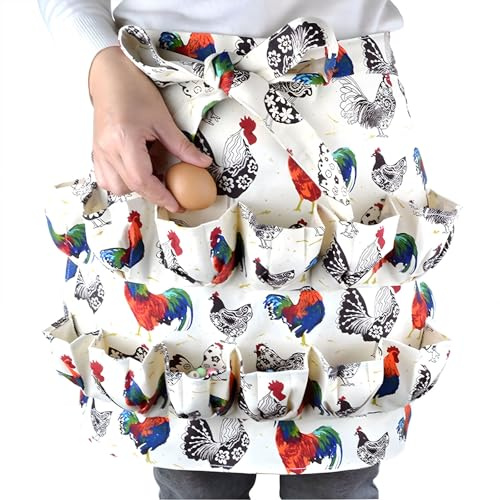 Delantal de huevo para recoger huevos de gallina, pato, huevos de ganso, delantal de huevo de gallina para ama de casa, casa de campo, cocina, restaurante (multicolor, falda aldult), Varios colores,