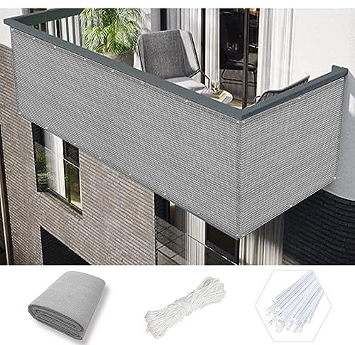 Paravento per balcone, 70 x 350 cm, protezione dal sole, protezione contro il vento, colore grigio, 220 g/m², per attività all'aperto e feste