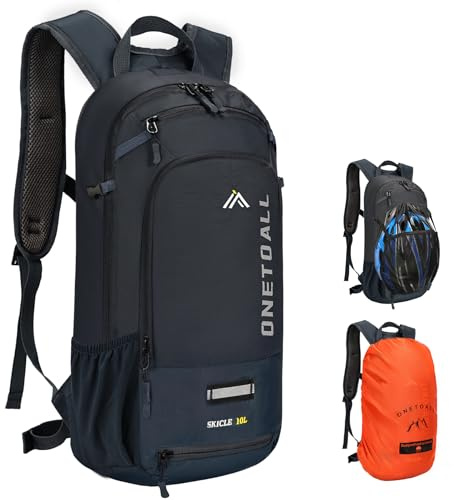 LOCAL LION Mochila Ciclismo 10L con Funda Impermeable y Funda para Casco, Mochila de Hidratacion MTB para Hombres y Mujeres, Mochila Montaña Pequeña Adecuado para Running, Esquí y Bicicleta