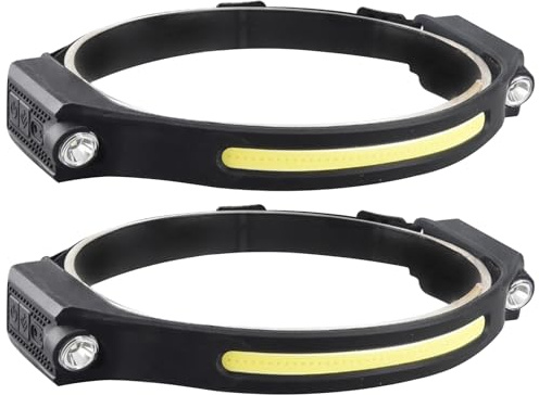 Cosco de 2 piezas de carrera, lámpara de cabezal de ángulo completo recargable de tipo C de alta luz, lámpara de cabeza impermeable con 6 modos y sensor de movimiento brillante para correr al aire li