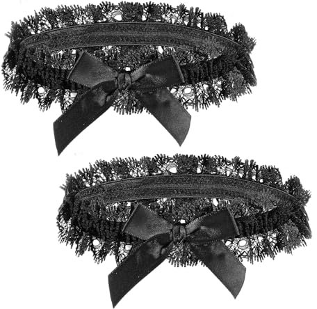 Psyqtsuary 2 Stück Verstellbare Beinstrumpfbänder, Adjustable Lace Thigh Garter, Spitze Oberschenkel Strumpfband, Elastische Oberschenkelstrumpfbände für Damen, Schwarz