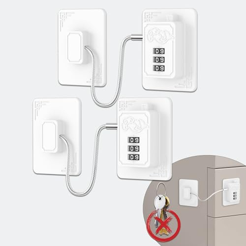 Lexng 2 Pack Refrigerator Locks with 3 Digit Code, Easy Install Fridge Lock Combination, Premium Freezer Lock, Child Proof Cabinet Locks for Refrigerators, Drawers, Closets, Windows (White)