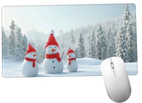 Blanco Alfombrilla Ratón 700x400x3mm Alfombrilla Raton XXL con Base de Goma Antideslizante,Lavable,Accesorios Gaming Muñeco De Nieve,Ordenador Gamer Regalos,Mouse Pad Gaming Mejora La Velocida Y1190