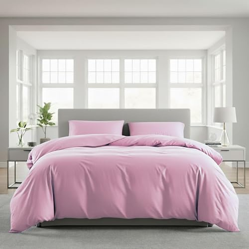 Lavea® Bettwäsche 135x200 cm, 4-teilig, 2 Bettbezüge 135x200 cm, 2 Kissenbezüge 80x80 cm, Mikrofaser, weich, atmungsaktiv, pflegeleicht, hypoallergen, Markenreißverschluss, Bettwäsche-Sets Rosa